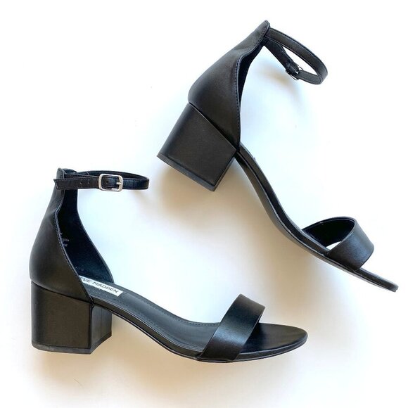 Steve Madden Womens Irenee Black Sandals Size 8.5 Block Heel 2.5" Ankle Strap - Picture 2 of 12